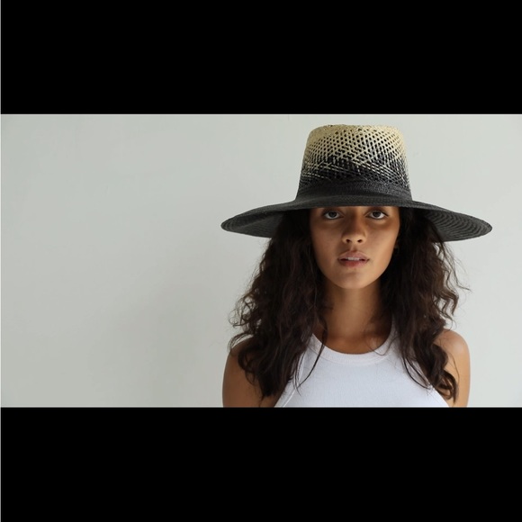 NEW Freya Eclipse Charcoal Dip Dyed Hand Woven Straw Wide Brim Hat - Picture 2 of 12